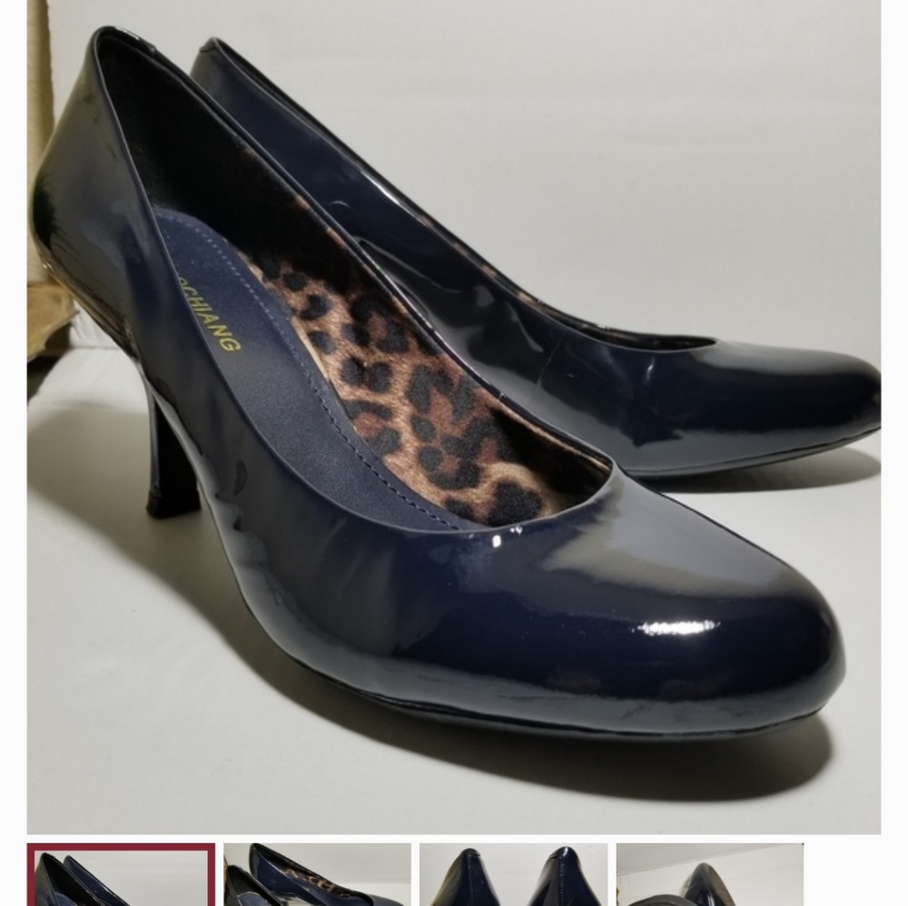 NAVY blue patent leather pumps